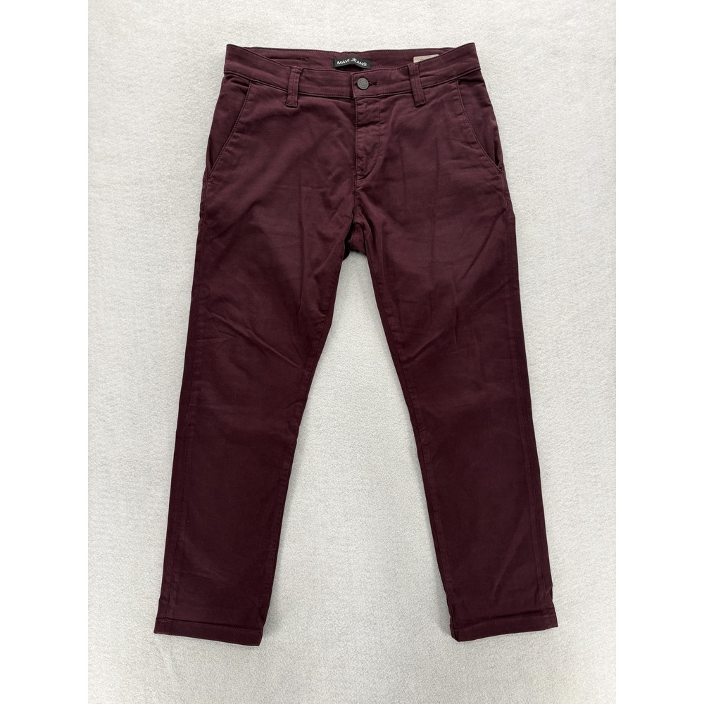 Mavi Johnny Pants Mens 30x28 Burgundy Slim Leg Chino Twill Stretch Casual Preppy